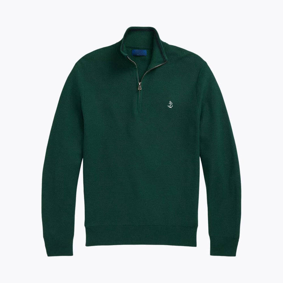 Mesh-Knit Cotton Quarter-Zip Sweater