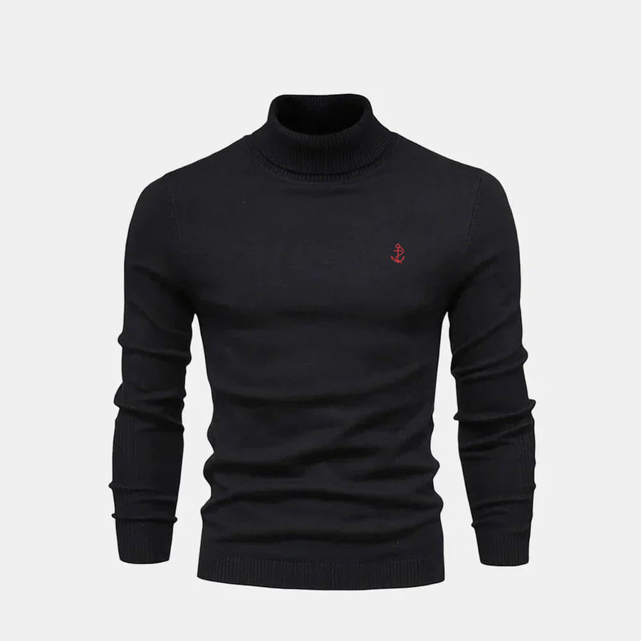 Turtleneck Cable-Knit Wool Knit Sweater