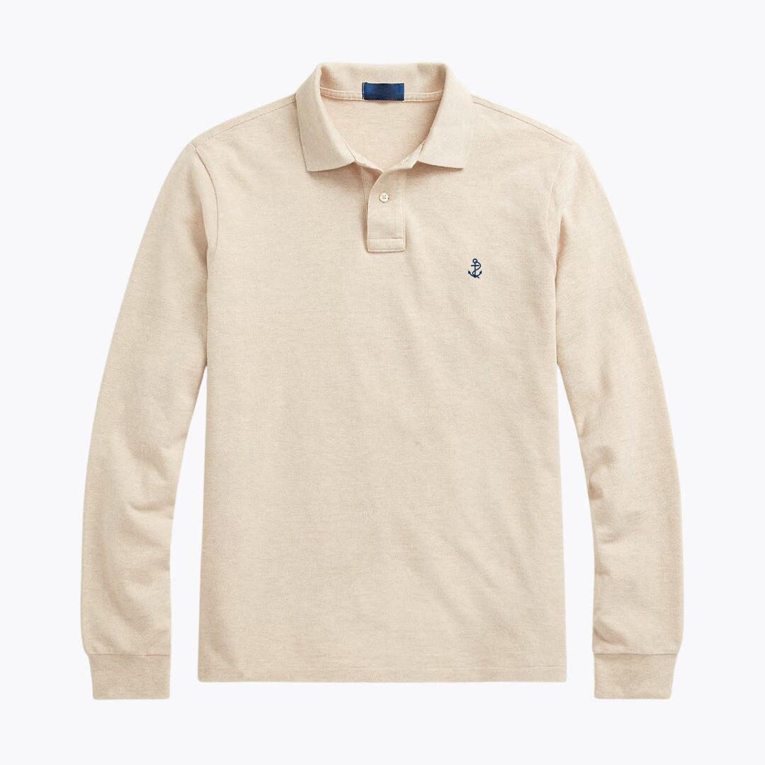 Mesh Long-Sleeve Polo Shirt
