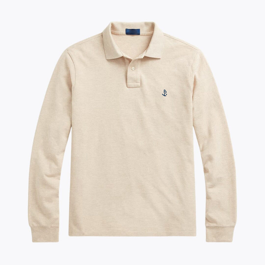 Mesh Long-Sleeve Polo Shirt