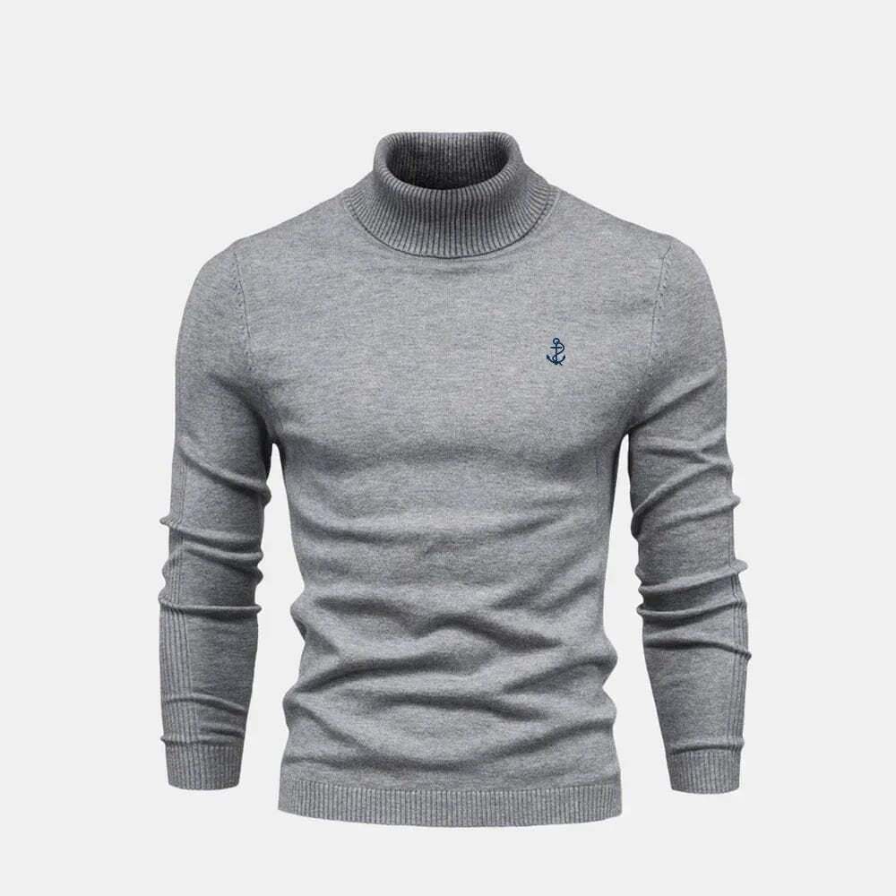 Turtleneck Cable-Knit Wool Knit Sweater