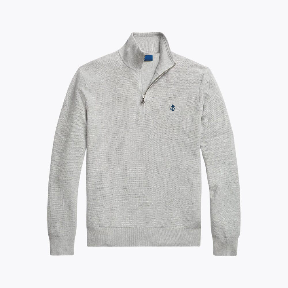 Mesh-Knit Cotton Quarter-Zip Sweater
