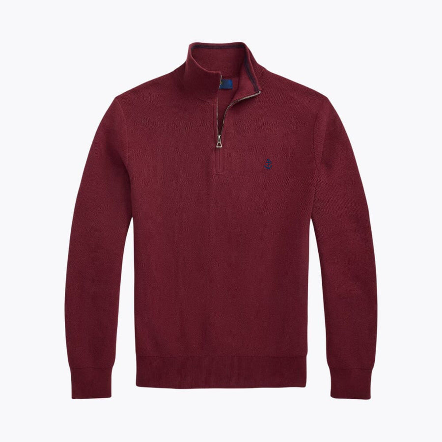 Mesh-Knit Cotton Quarter-Zip Sweater