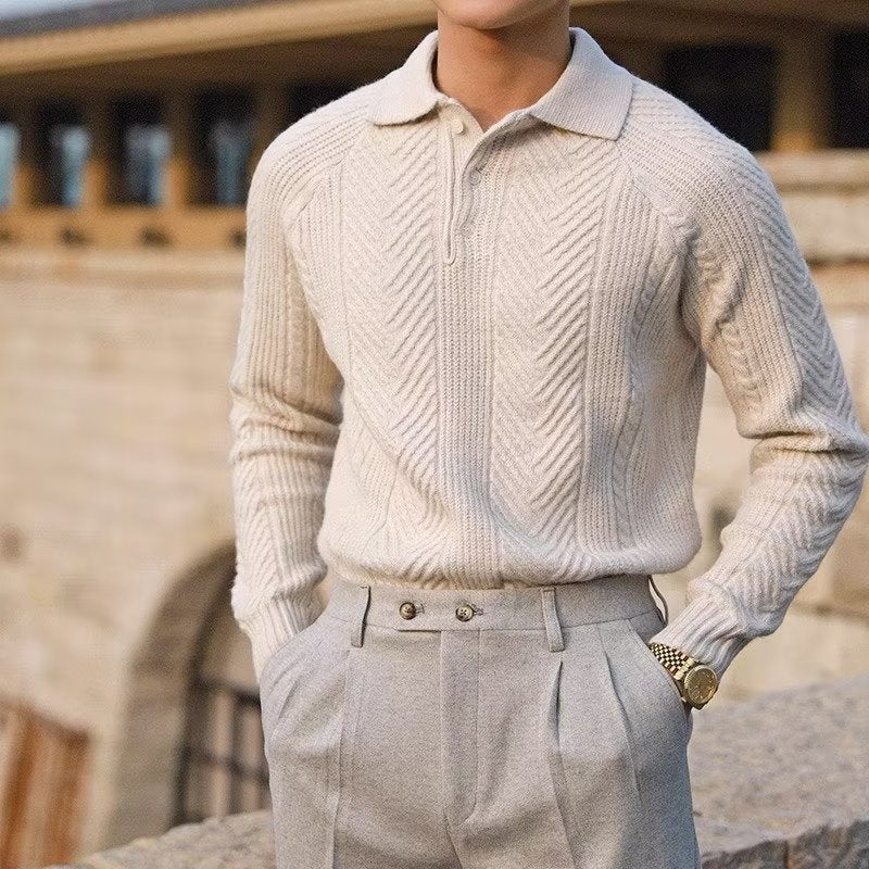 Old Money Old Money Knitted Polo Thermal Sweater