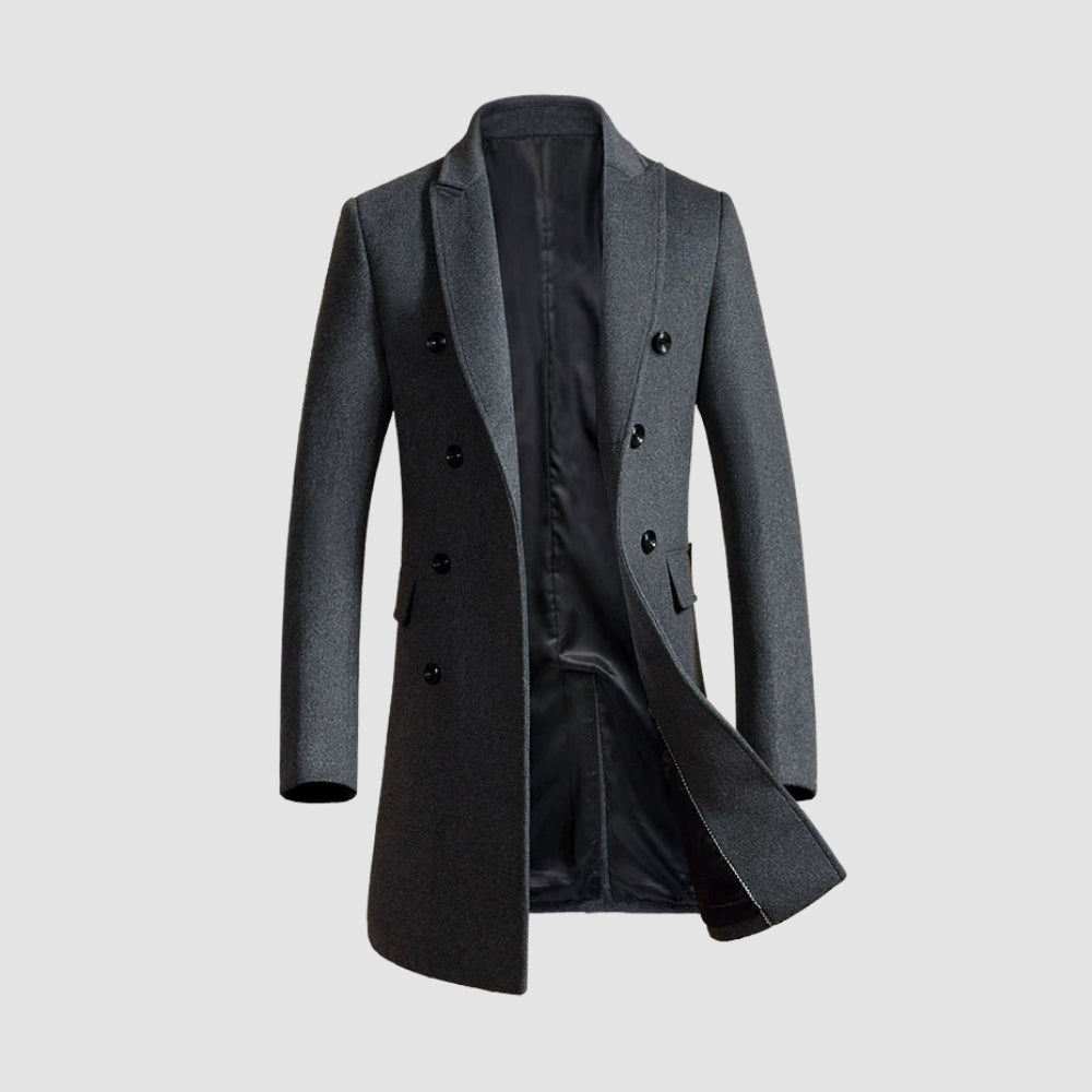 Old Money Mid-Length Double-Breasted Woolen Coat