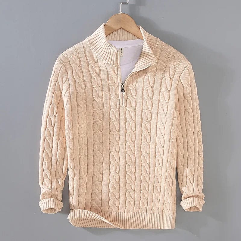 Old Money Half-zip Cable-knit sweater