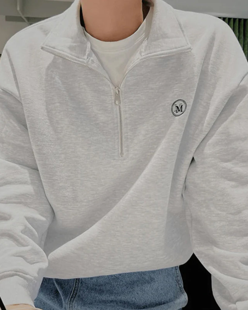 Polo collar sweater Zip up