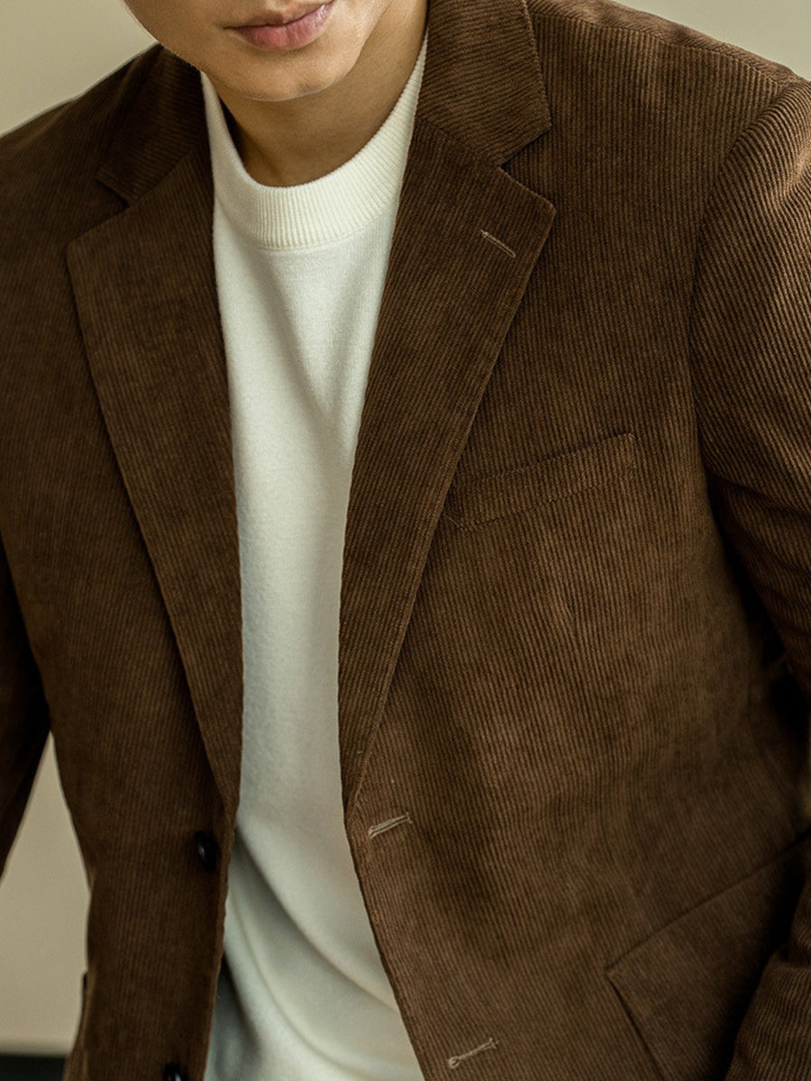 Old Money Corduroy Slim Fit Casual Suit Jacket