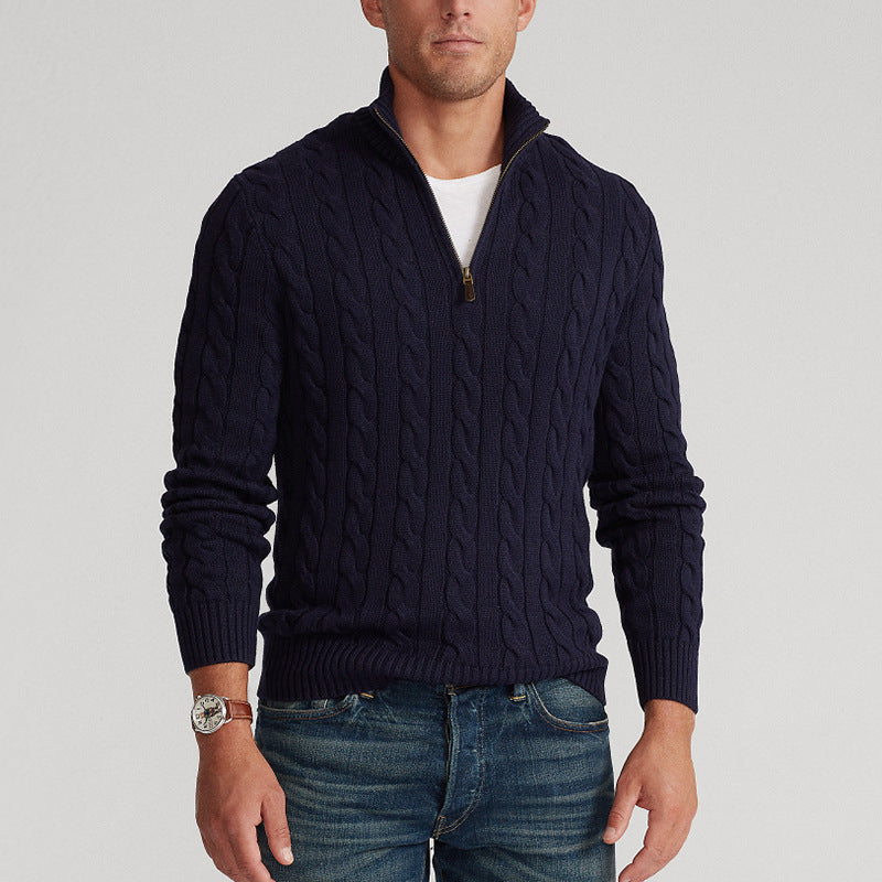 Old Money Half-zip Cable-knit sweater