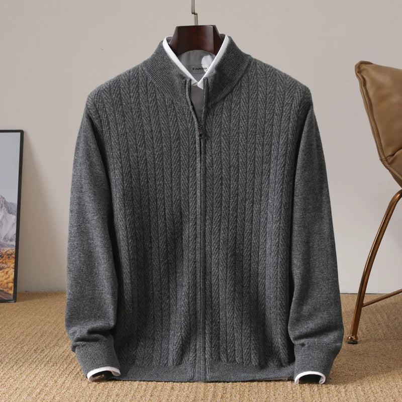 Old Money 100% Merino Wool Full Zip Jumper