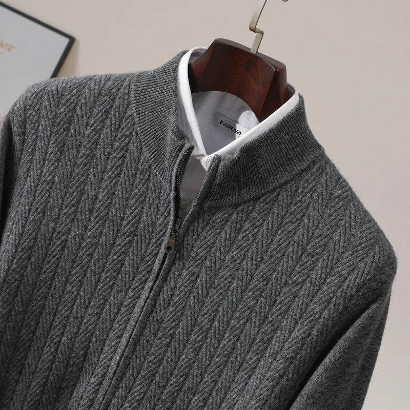 Old Money 100% Merino Wool Full Zip Jumper
