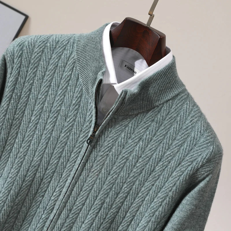 Old Money 100% Merino Wool Full Zip Jumper