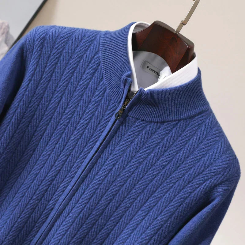 Old Money 100% Merino Wool Full Zip Jumper