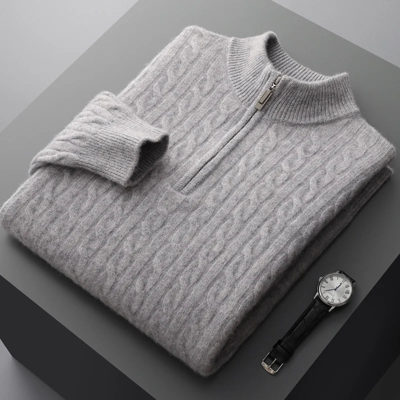Old Money 100% Cashmere Quarter-Zip Sweater