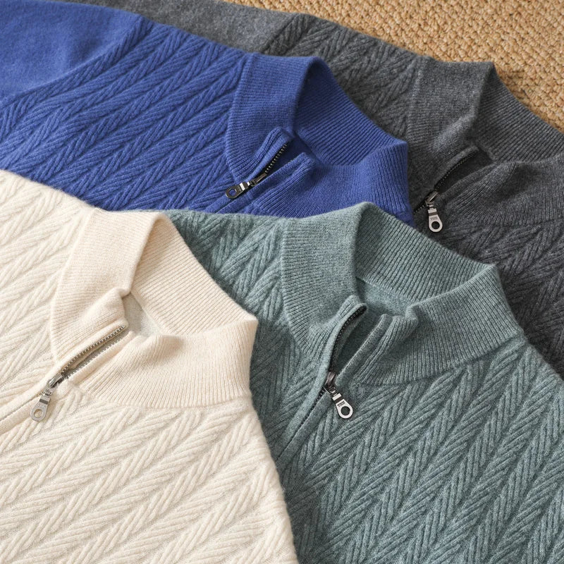 Old Money 100% Merino Wool Full Zip Jumper