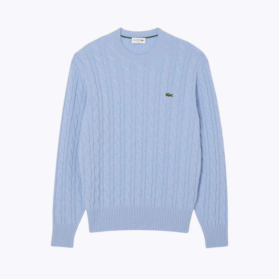 LC Cable Knit Carded Wool Crew Neck Sweater