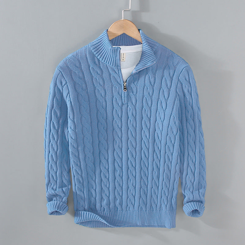 Old Money Half-zip Cable-knit sweater