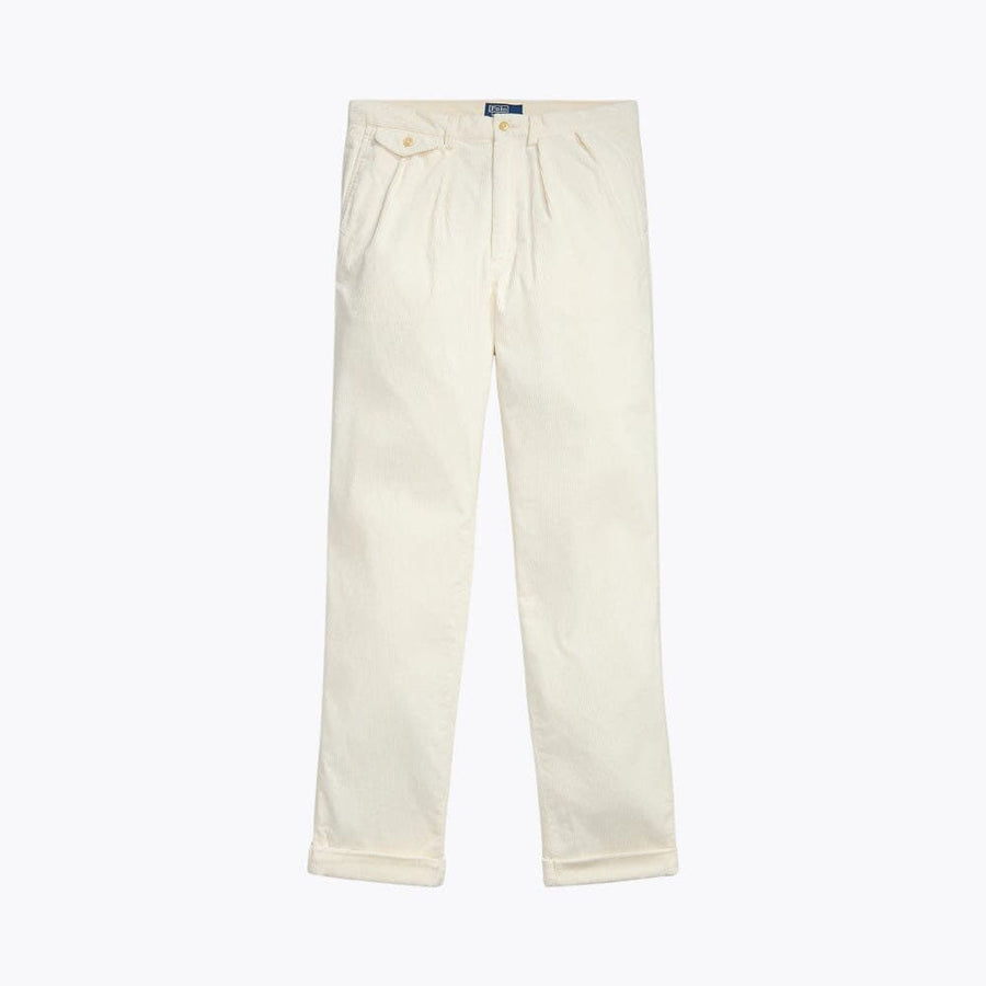 Relaxed Fit Pleated Cotton Corduroy Pants
