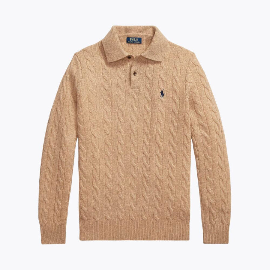 Wool-Cashmere Button-Collar Sweater